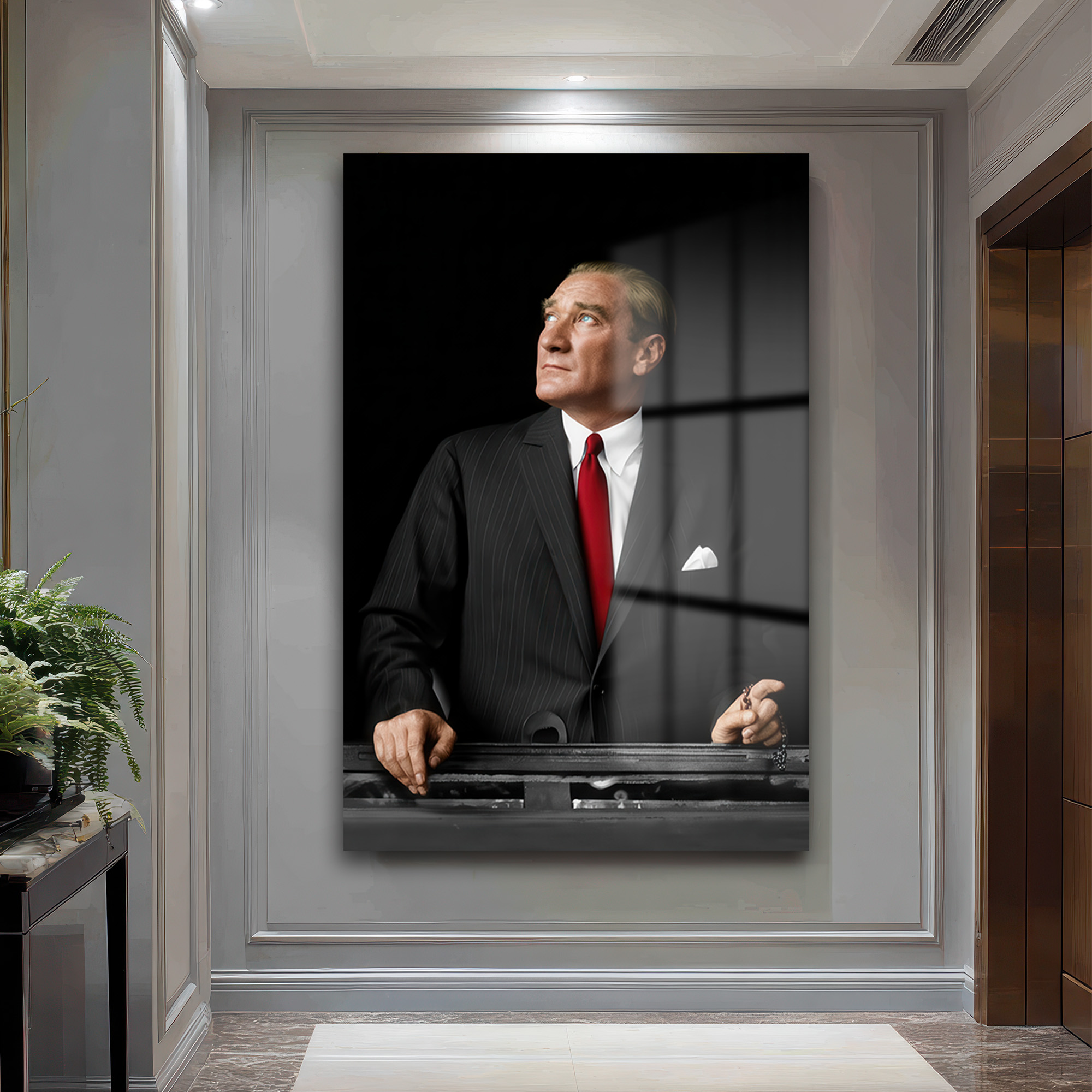 Atatürk'ün Vizyoner Bakışı Temalı Premium Cam Tablo - Glazella Atatürk'ün Vizyoner Bakışı Temalı Premium Cam Tablo - Glazella