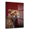 Vahşi Çita Kırmızı Leopar Desenli Modern Cam Tablo - Glazella Vahşi Çita Kırmızı Leopar Desenli Modern Cam Tablo - Glazella