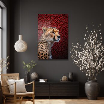 Vahşi Çita Kırmızı Leopar Desenli Modern Cam Tablo - Glazella Vahşi Çita Kırmızı Leopar Desenli Modern Cam Tablo - Glazella