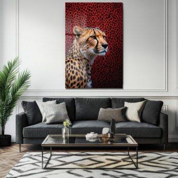 Vahşi Çita Kırmızı Leopar Desenli Modern Cam Tablo - Glazella Vahşi Çita Kırmızı Leopar Desenli Modern Cam Tablo - Glazella