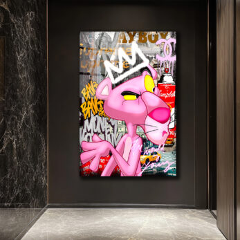 Kral Taçlı Sokak Sanatı Cam Tablo - Modern Pop Art Duvar Dekoru - Glazella