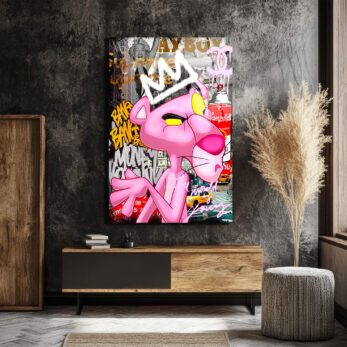 Kral Taçlı Sokak Sanatı Cam Tablo - Modern Pop Art Duvar Dekoru - Glazella