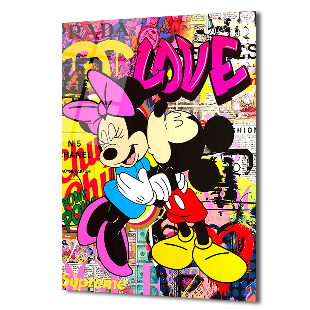 Aşk Dolu Pop Art Cam Tablo Duvar Dekoru Aşk Dolu Pop Art Cam Tablo