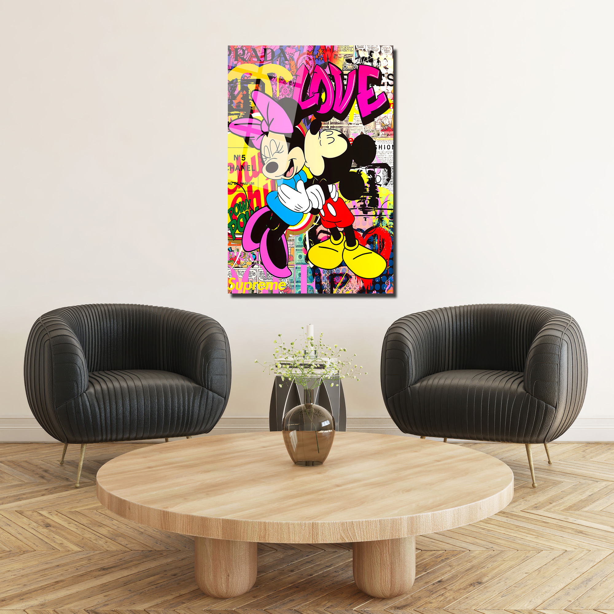 Aşk Dolu Pop Art Cam Tablo Duvar Dekoru Aşk Dolu Pop Art Cam Tablo