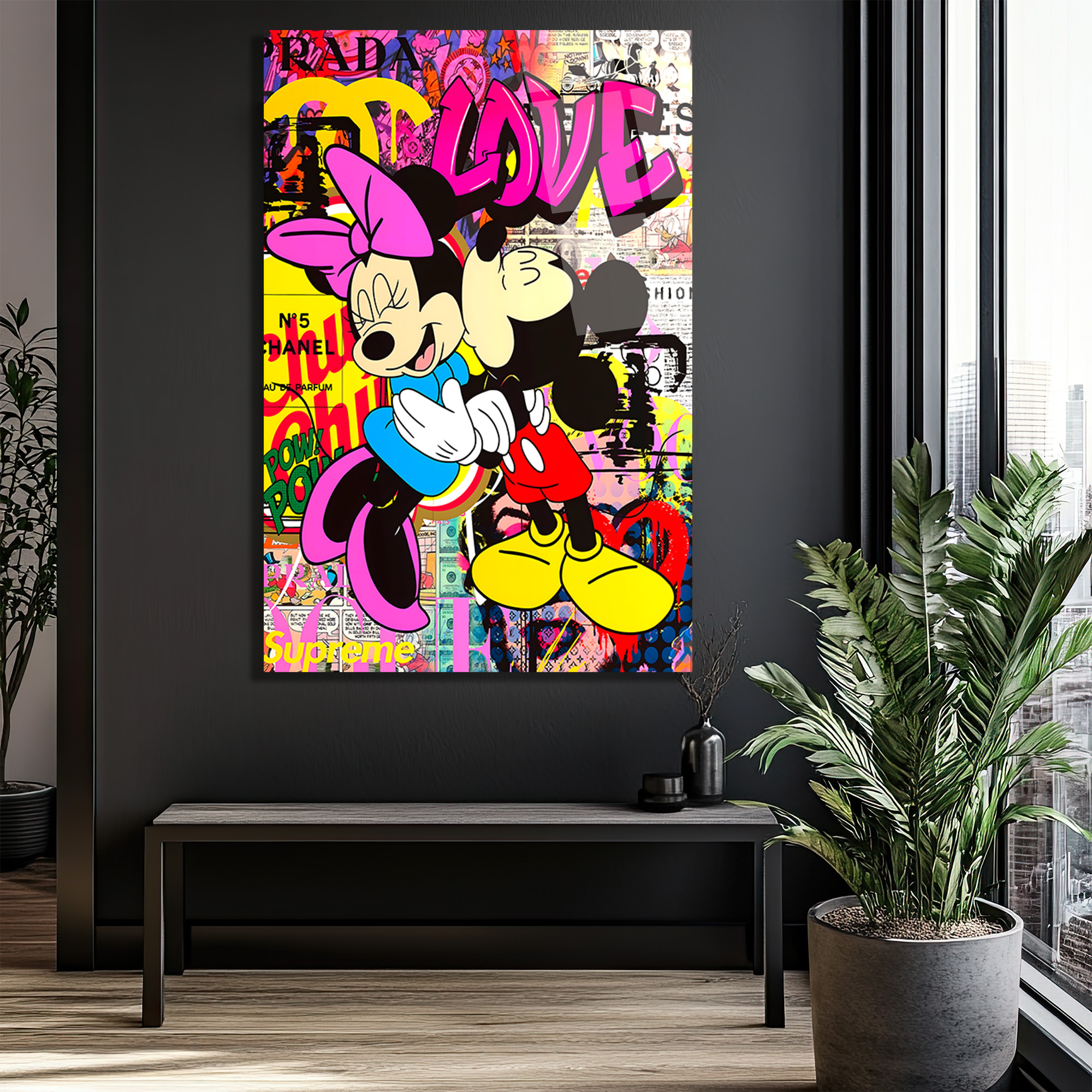 Aşk Dolu Pop Art Cam Tablo Duvar Dekoru Aşk Dolu Pop Art Cam Tablo