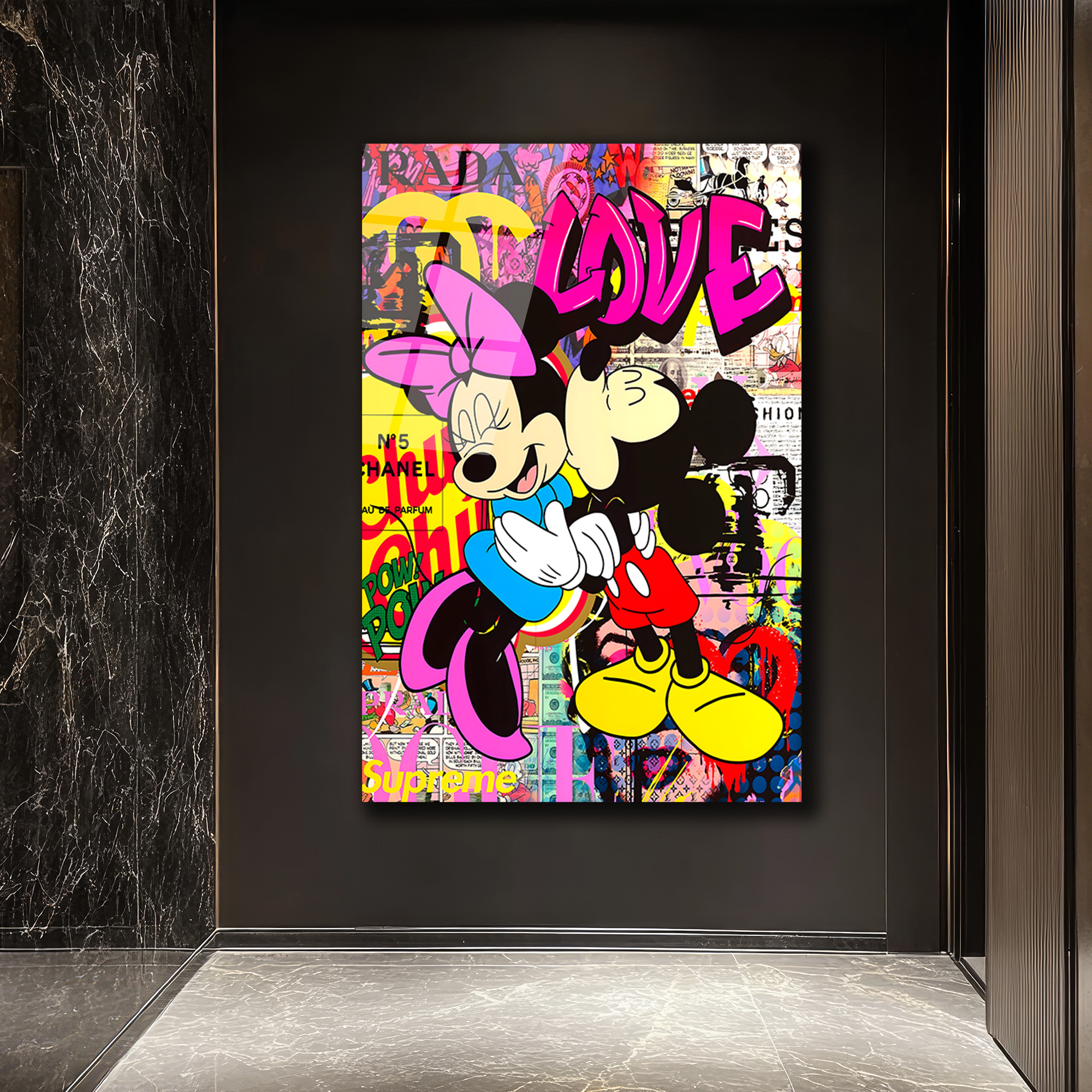 Aşk Dolu Pop Art Cam Tablo Duvar Dekoru Aşk Dolu Pop Art Cam Tablo