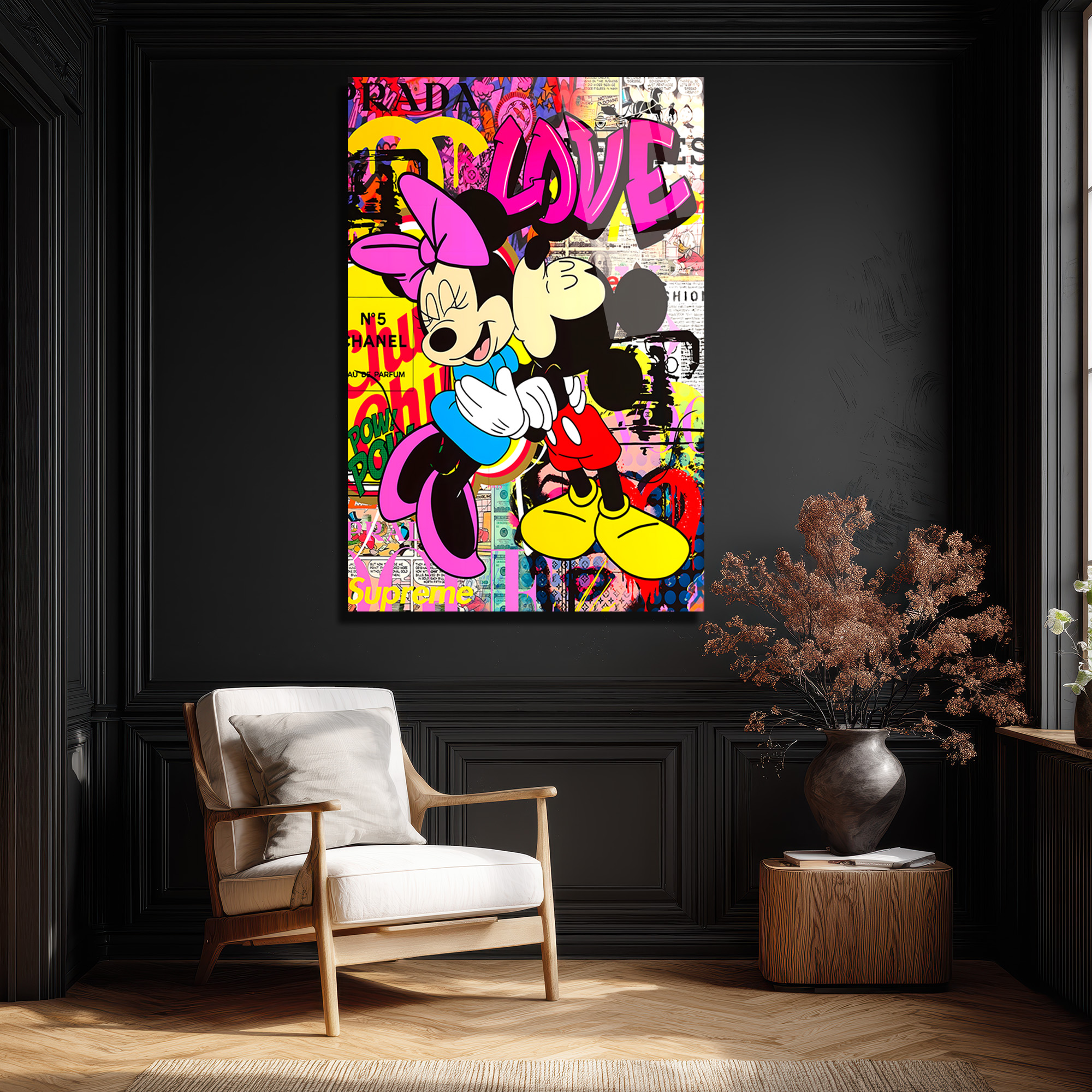 Aşk Dolu Pop Art Cam Tablo Duvar Dekoru Aşk Dolu Pop Art Cam Tablo