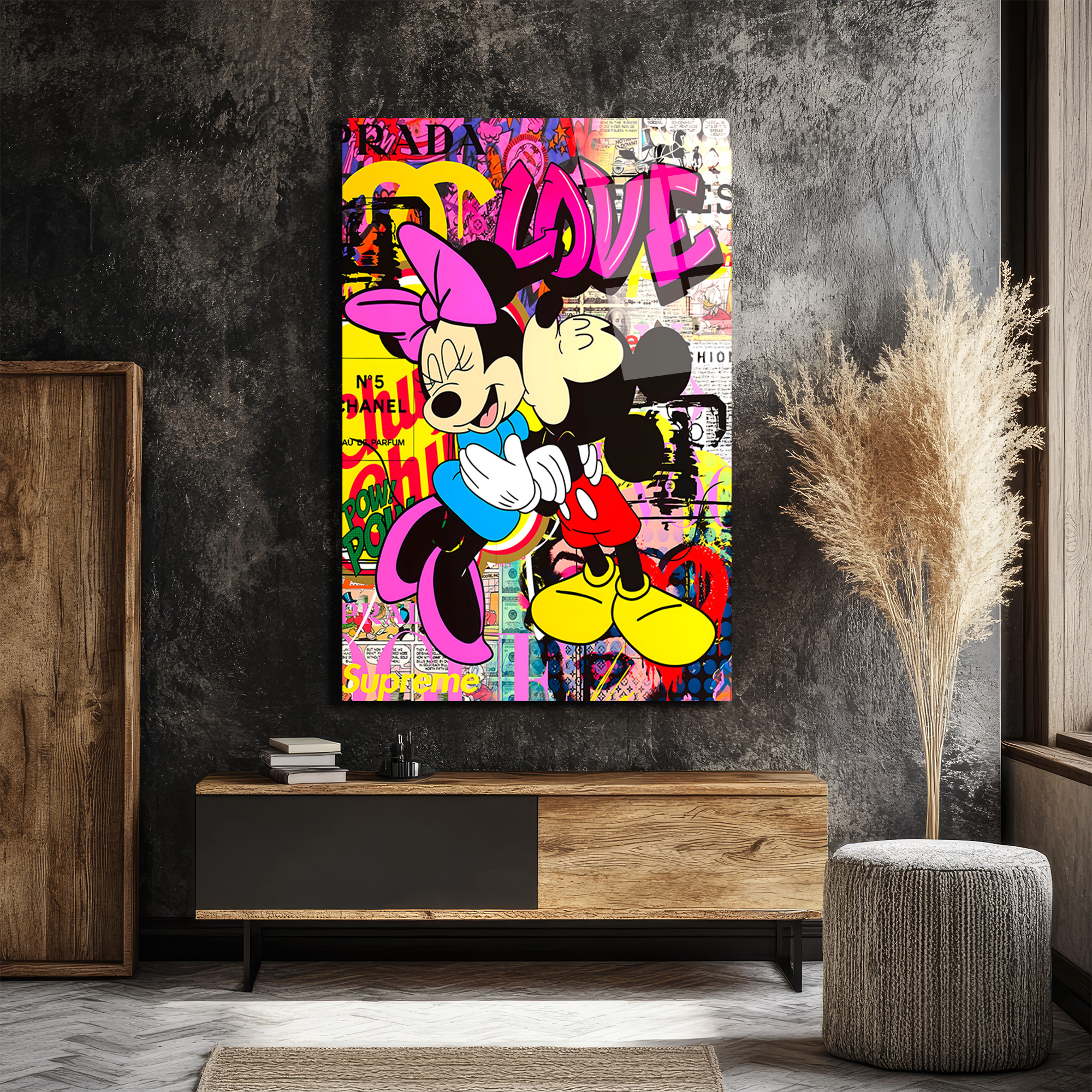 Aşk Dolu Pop Art Cam Tablo Duvar Dekoru Aşk Dolu Pop Art Cam Tablo