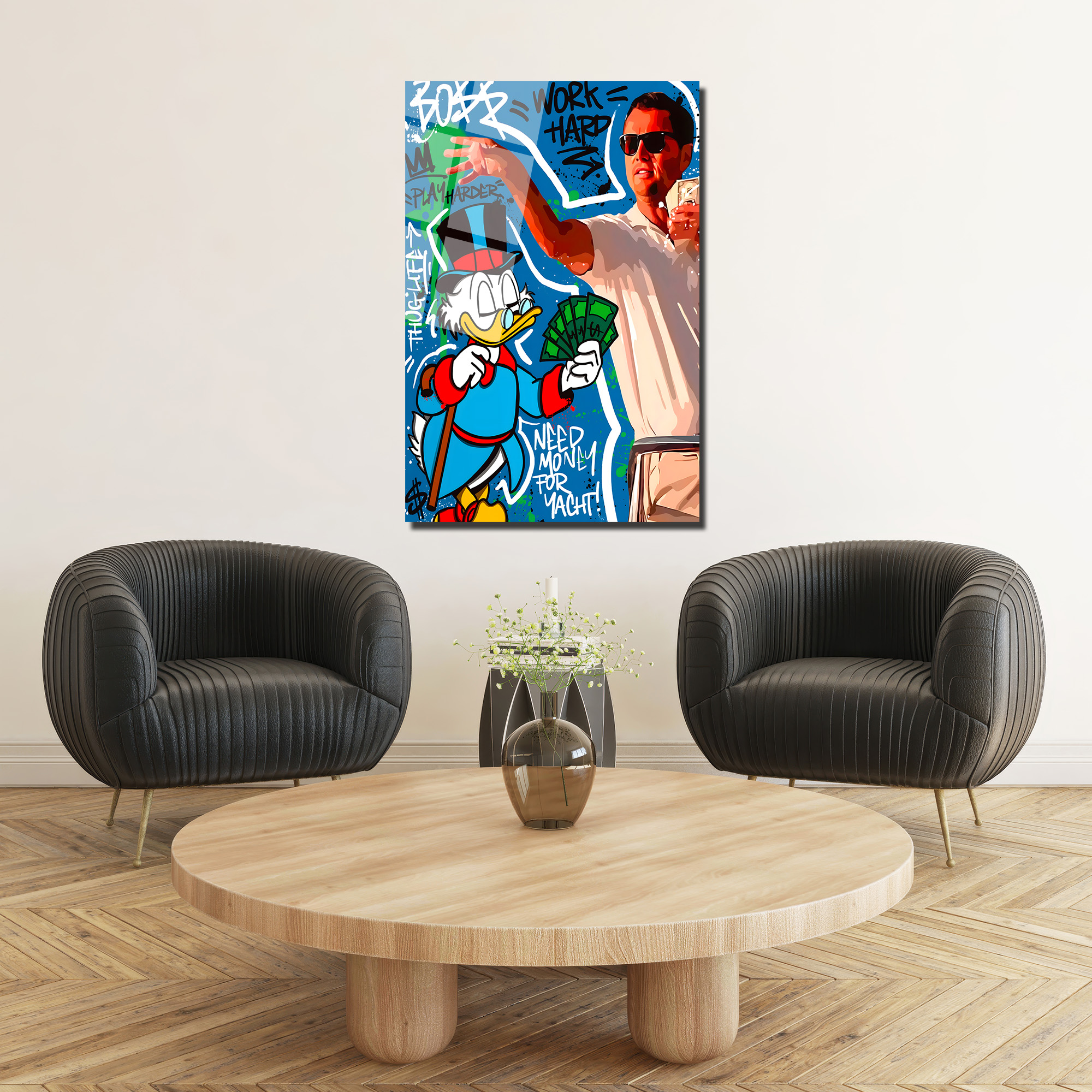 Zenginlik ve Başarı Temalı Pop Art Cam Tablo Duvar Dekoru Zenginlik ve Başarı Temalı Pop Art Cam Tablo