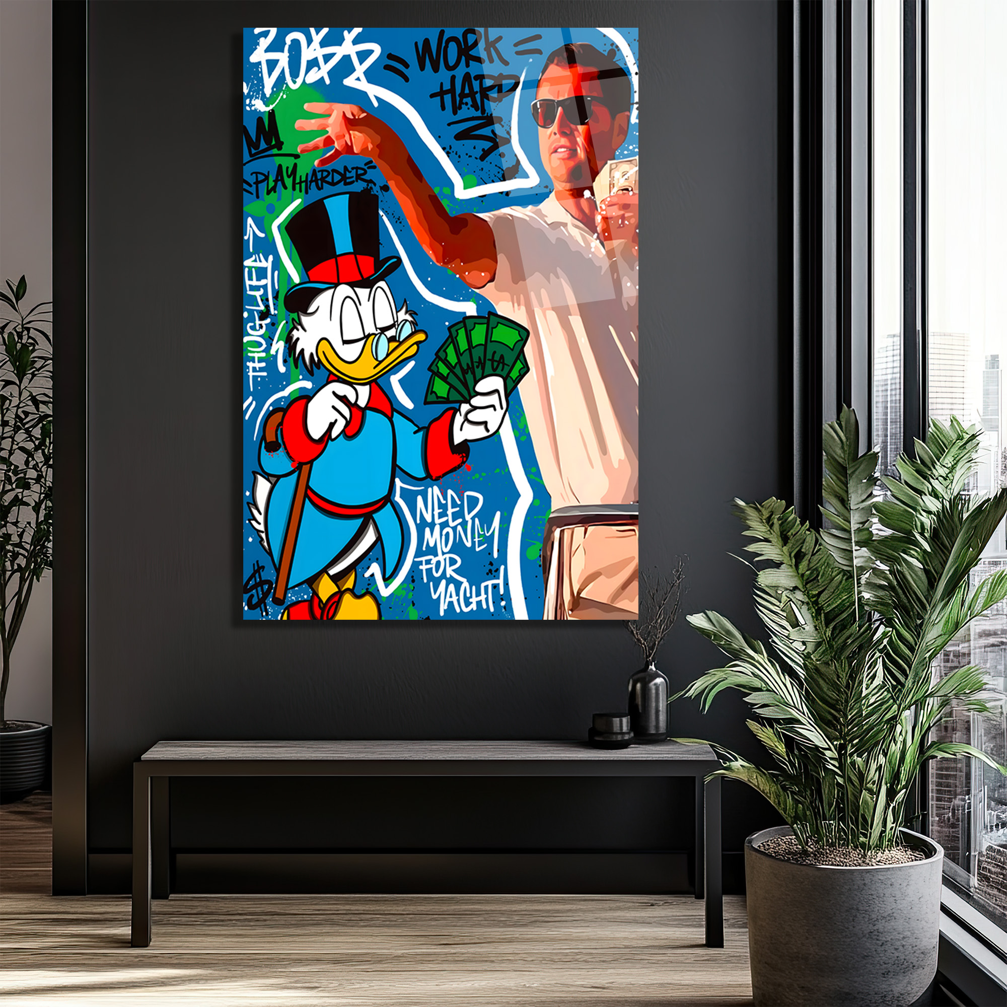 Zenginlik ve Başarı Temalı Pop Art Cam Tablo Duvar Dekoru Zenginlik ve Başarı Temalı Pop Art Cam Tablo