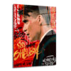 Kırmızı ve siyah arka plan üzerinde, altın rengi graffiti yazılarla çevrili, Peaky Blinders dizisinden Tommy Shelby'nin yandan profilini gösteren modern, sanatsal bir cam tablo. Tabloda 'Tommy Shelby', 'Be Your Own Boss' gibi yazılar ve boya sıçramaları bulunmaktadır.