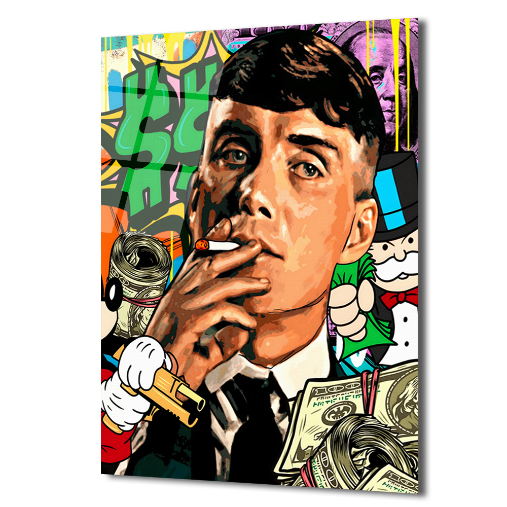 Hustle Ruhu: Street Art Para Temalı Modern Cam Tablo Duvar Dekoru Hustle Ruhu: Street Art Para Temalı Modern Cam Tablo