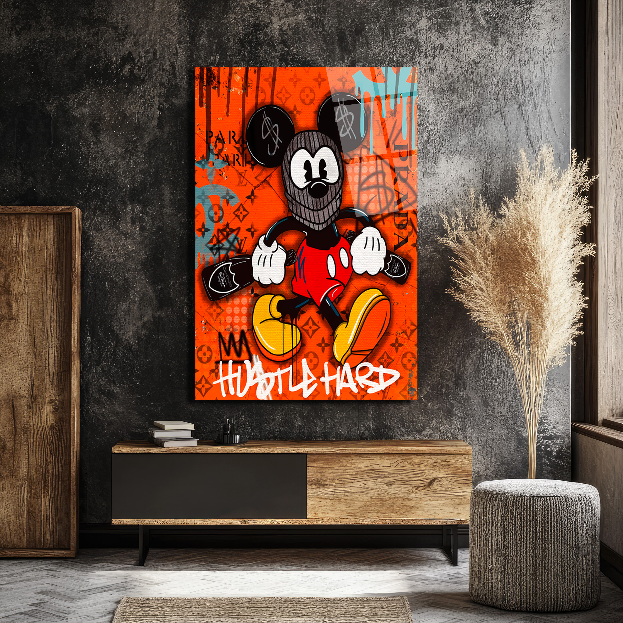 Asi Graffiti Cam Tablo - Modern Sanat Duvar Dekorasyonu Duvar Dekoru Asi Graffiti Cam Tablo - Modern Sanat Duvar Dekorasyonu
