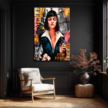 Mia Wallace Pop Art Temalı Premium Cam Tablo - Glazella Mia Wallace Pop Art Temalı Premium Cam Tablo - Glazella
