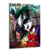 Joker ve Batman'in graffiti ve pop art tarzında bir arada olduğu, koyu yeşil, mor ve kırmızı tonlarında, üzerinde 'Why So Serious?' yazan modern cam tablo.