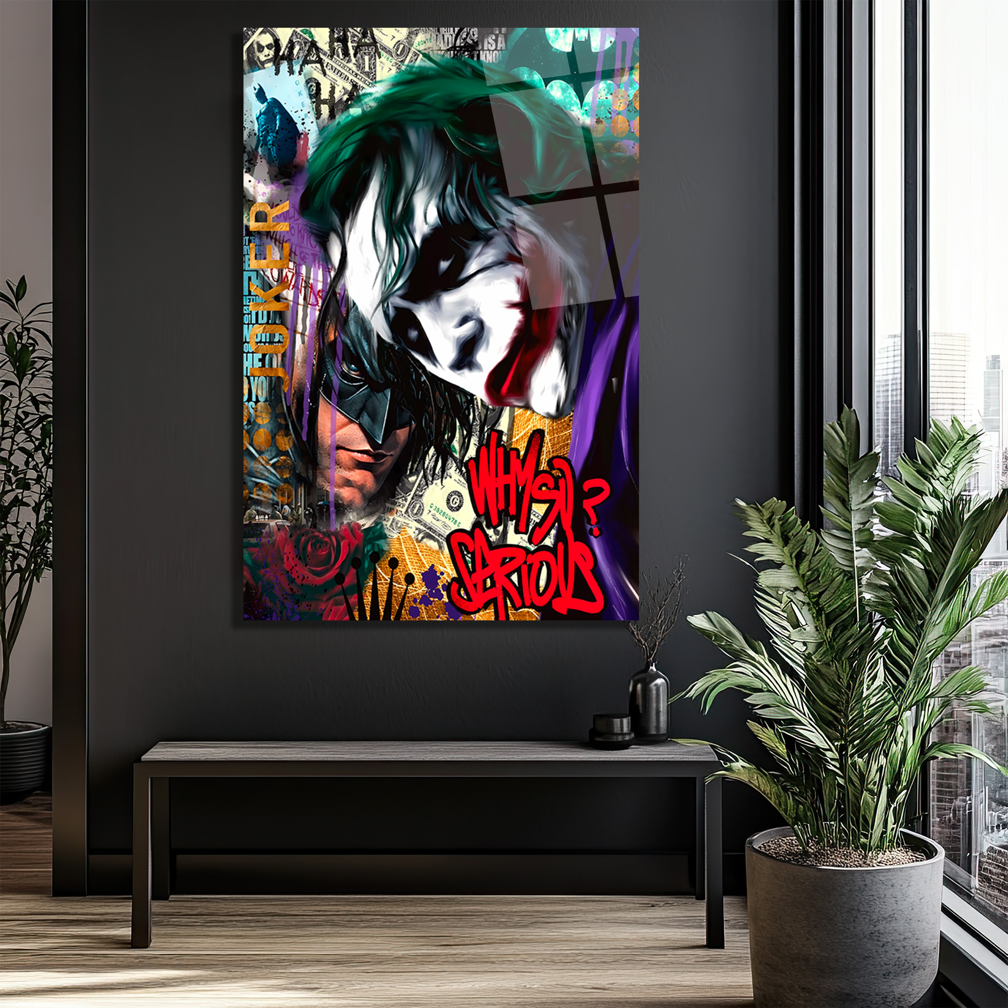 Joker Why So Serious Sokak Sanatı Cam Tablo Duvar Dekoru Joker Why So Serious Sokak Sanatı Cam Tablo