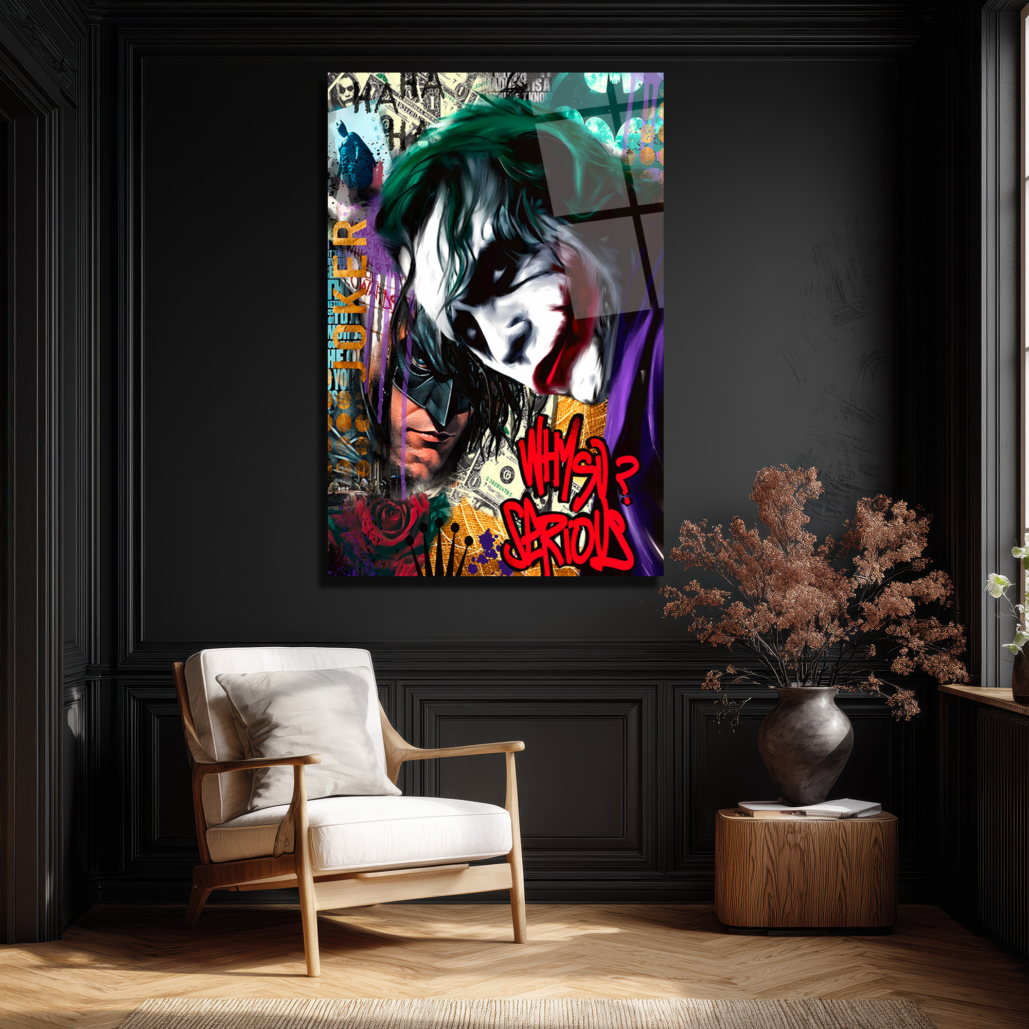 Joker Why So Serious Sokak Sanatı Cam Tablo Duvar Dekoru Joker Why So Serious Sokak Sanatı Cam Tablo