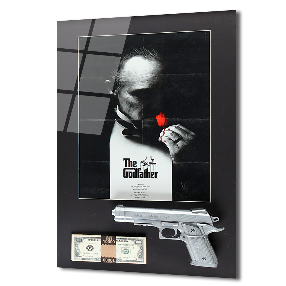 The Godfather Efsanesi: Film Temalı Temperli Cam Tablo Duvar Dekoru The Godfather Efsanesi: Film Temalı Temperli Cam Tablo