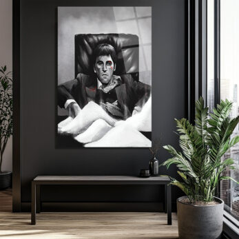 Scarface Tony Montana İkonik Cam Tablo - Gücün Yansıması - Glazella Scarface Tony Montana İkonik Cam Tablo - Gücün Yansıması - Glazella
