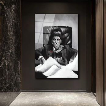 Scarface Tony Montana İkonik Cam Tablo - Gücün Yansıması - Glazella Scarface Tony Montana İkonik Cam Tablo - Gücün Yansıması - Glazella