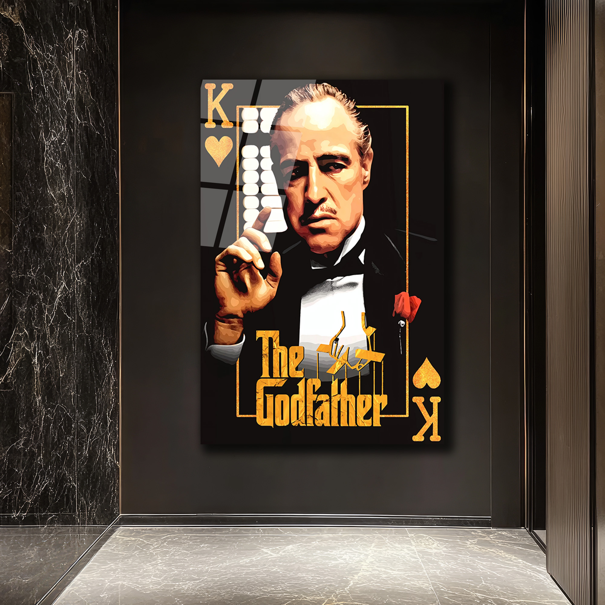 The Godfather Vito Corleone Temalı Cam Tablo - Efsanevi Portre Duvar Dekoru The Godfather Vito Corleone Temalı Cam Tablo - Efsanevi Portre