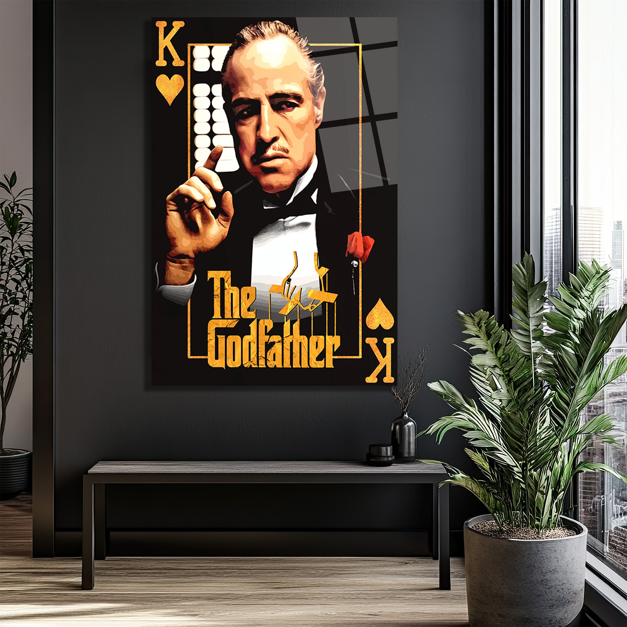 The Godfather Vito Corleone Temalı Cam Tablo - Efsanevi Portre Duvar Dekoru The Godfather Vito Corleone Temalı Cam Tablo - Efsanevi Portre