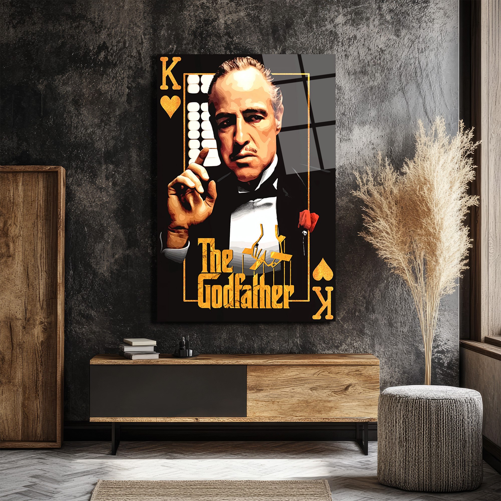 The Godfather Vito Corleone Temalı Cam Tablo - Efsanevi Portre Duvar Dekoru The Godfather Vito Corleone Temalı Cam Tablo - Efsanevi Portre