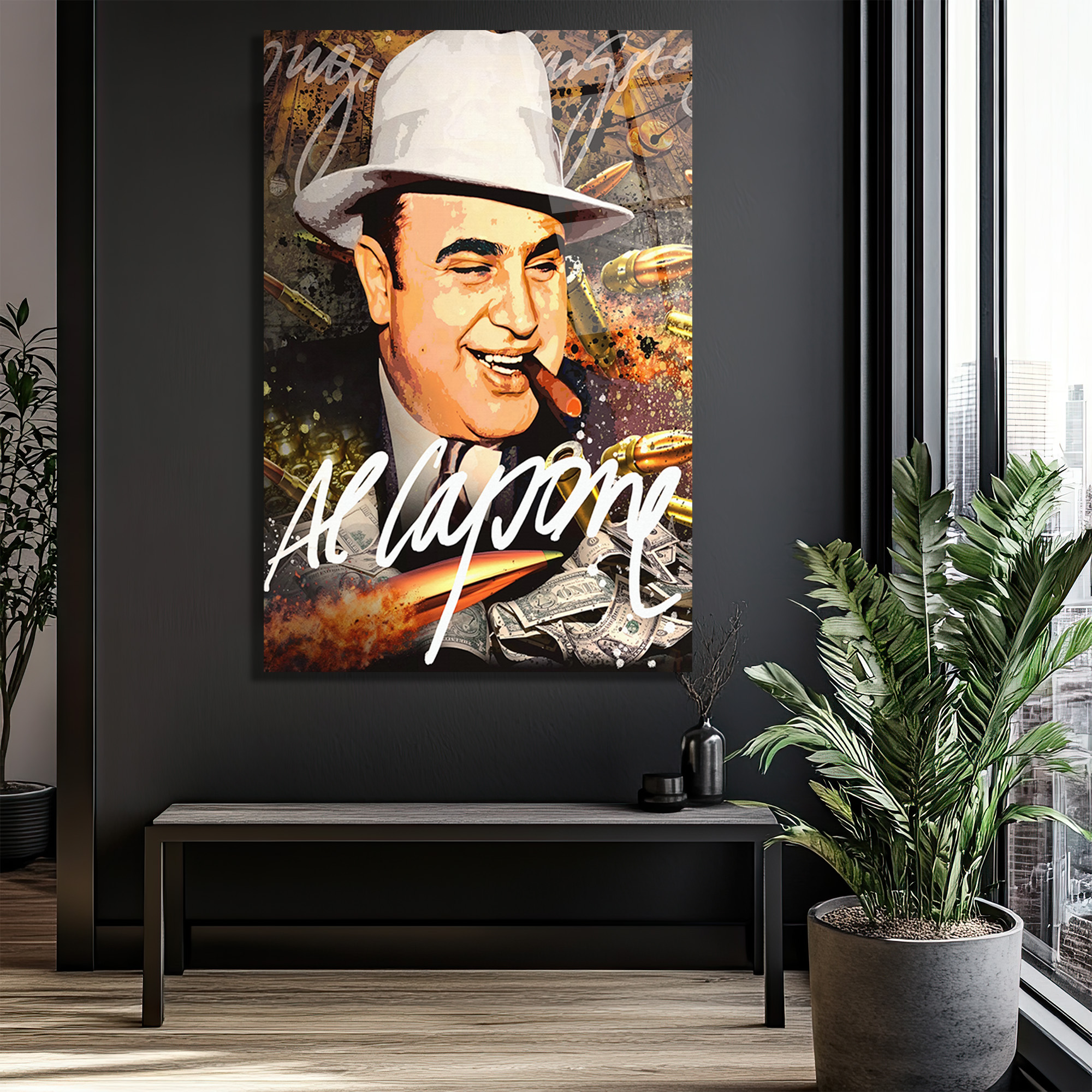 Al Capone Efsanesi Cam Tablo | Gangster Temalı Duvar Sanatı Duvar Dekoru Al Capone Efsanesi Cam Tablo | Gangster Temalı Duvar Sanatı