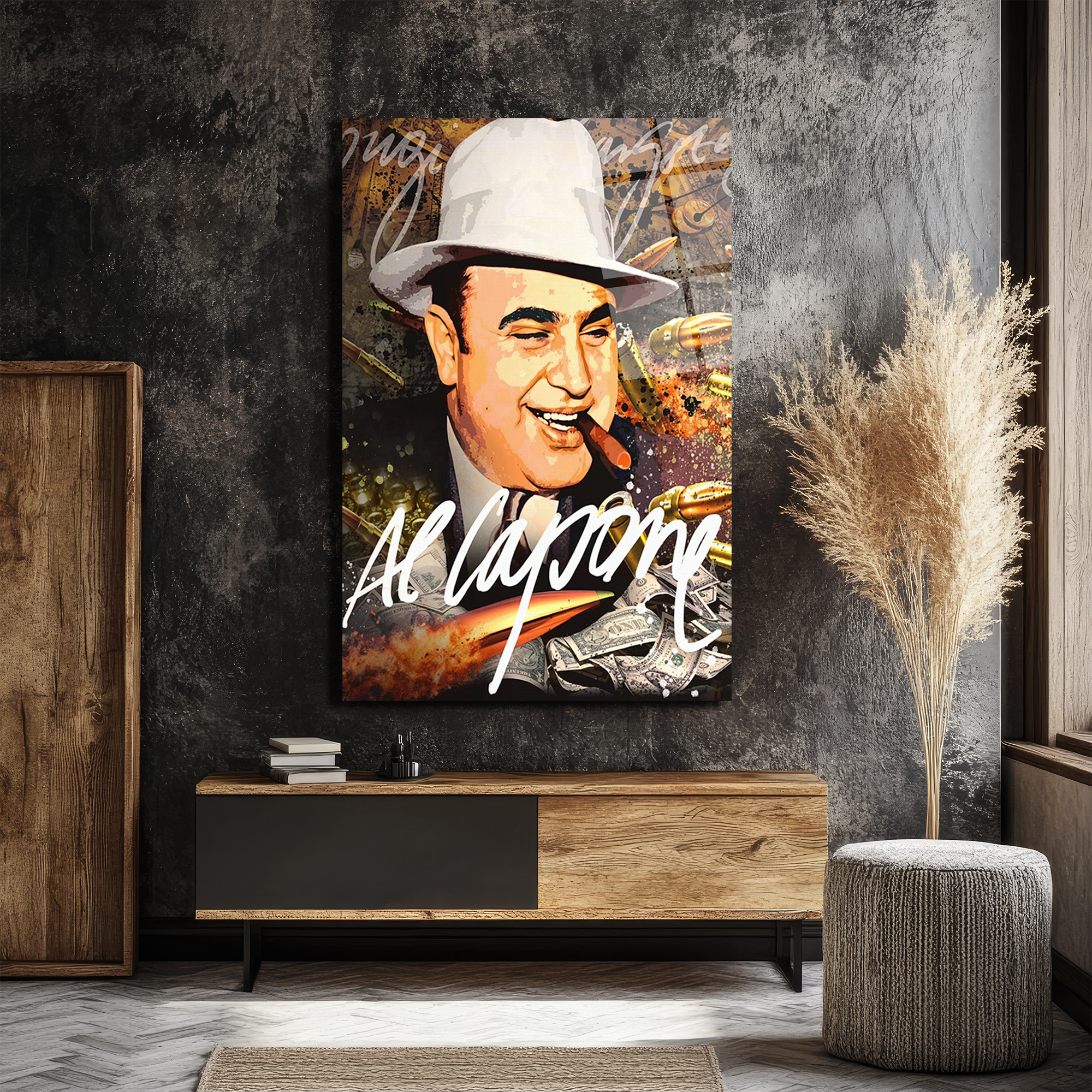 Al Capone Efsanesi Cam Tablo | Gangster Temalı Duvar Sanatı Duvar Dekoru Al Capone Efsanesi Cam Tablo | Gangster Temalı Duvar Sanatı