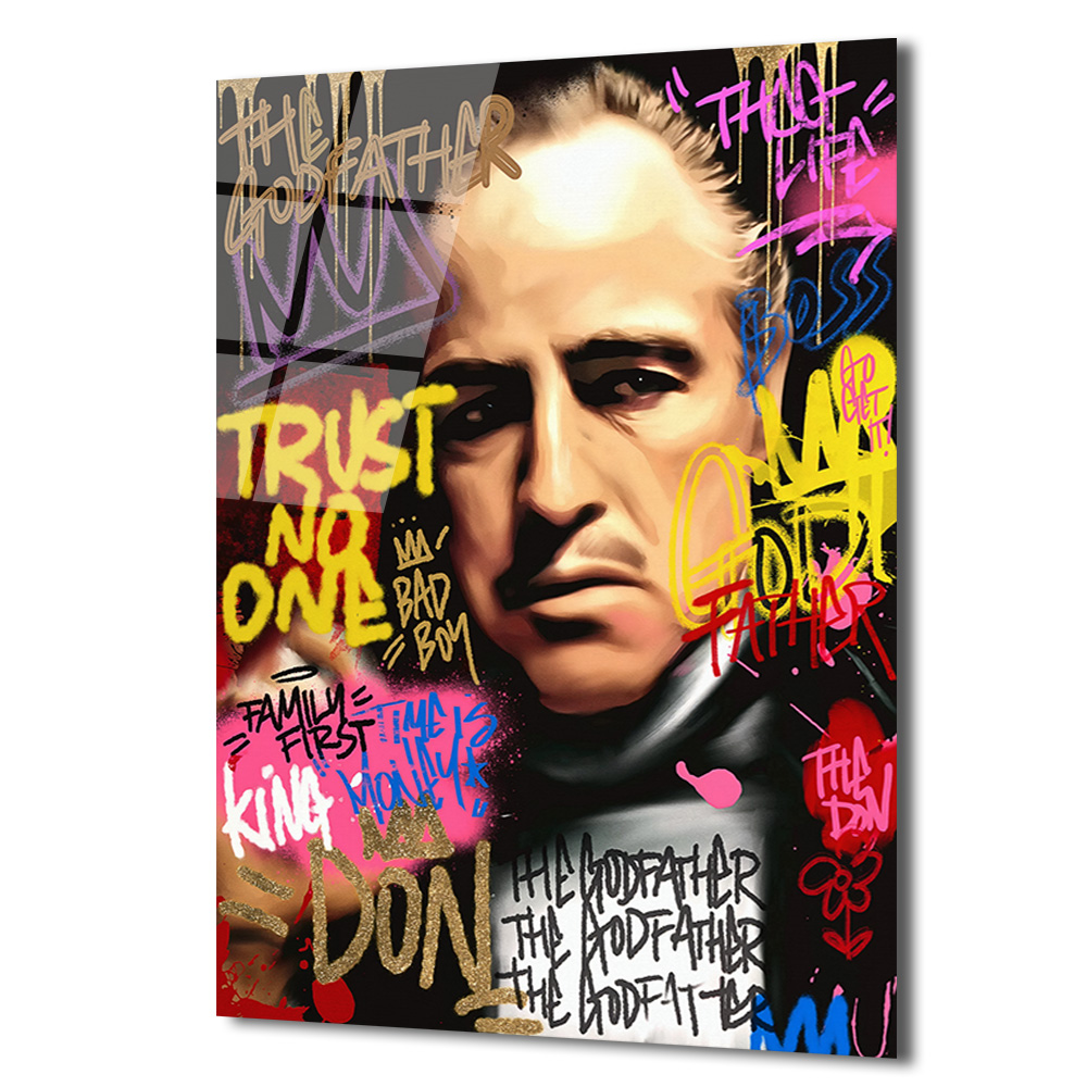 The Godfather Efsanevi Graffiti Portre Cam Tablo Duvar Dekoru The Godfather Efsanevi Graffiti Portre Cam Tablo