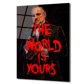 Baba Figürlü 'The World Is Yours' Sanatsal Cam Tablo
