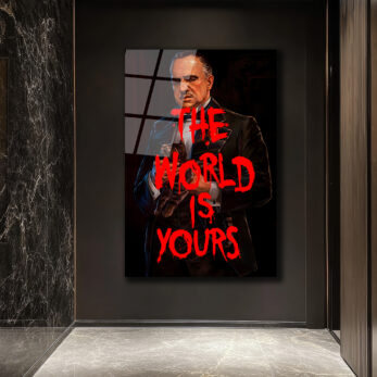 Baba Figürlü 'The World Is Yours' Sanatsal Cam Tablo - Glazella