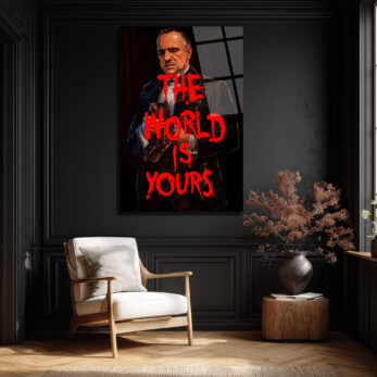 Baba Figürlü 'The World Is Yours' Sanatsal Cam Tablo - Glazella