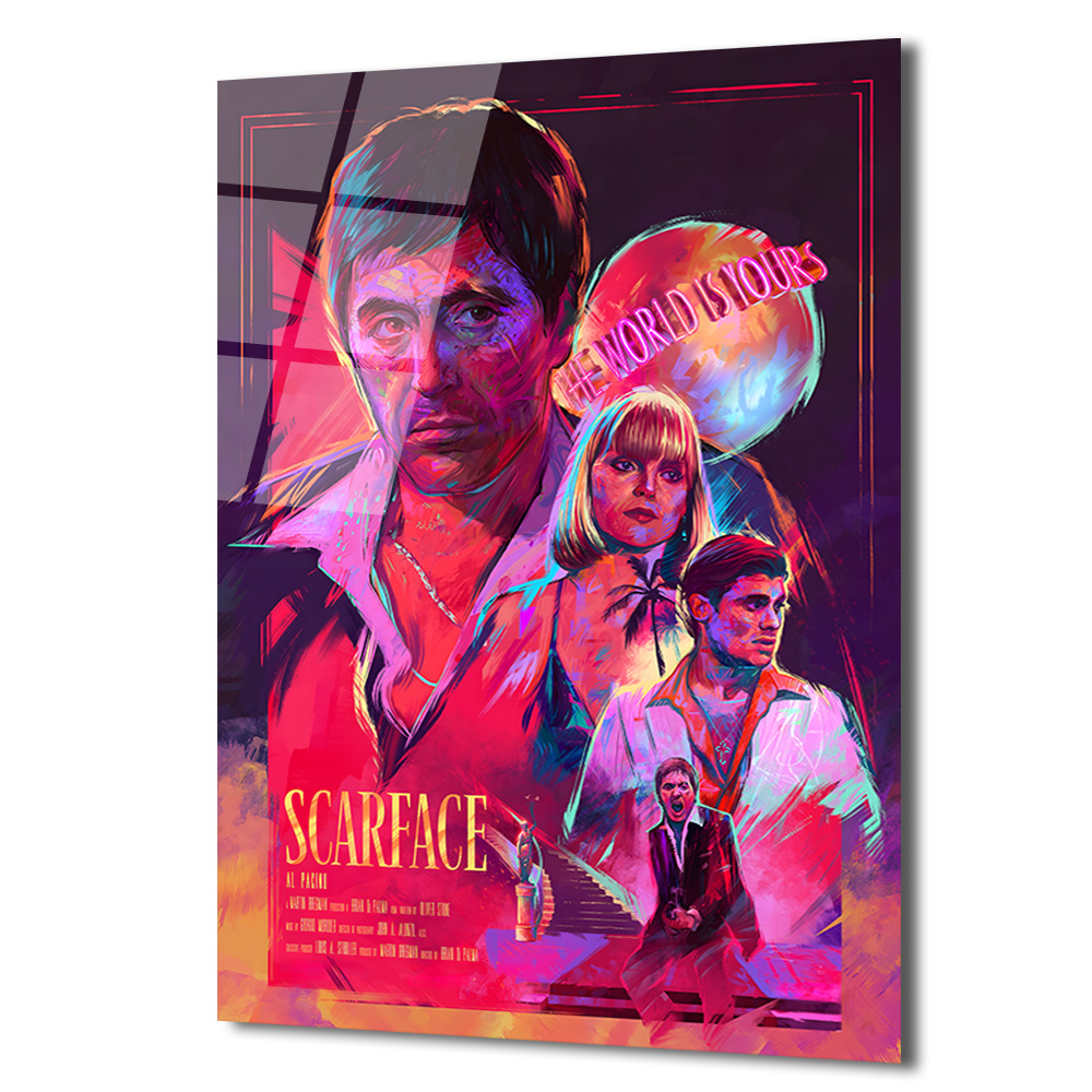 Scarface The World Is Yours Cam Tablo - Neon Sanat Duvar Dekoru Duvar Dekoru Scarface The World Is Yours Cam Tablo - Neon Sanat Duvar Dekoru