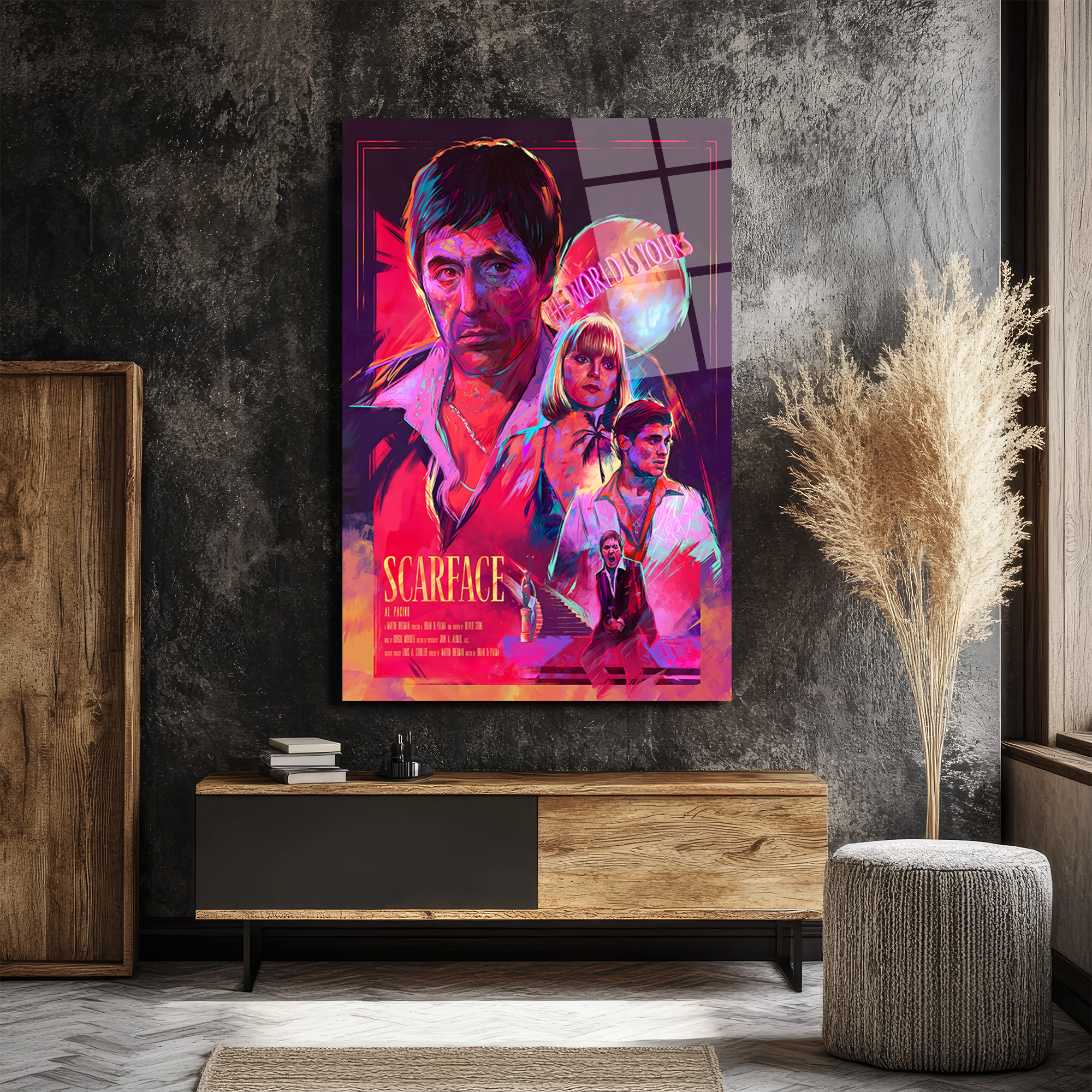 Scarface The World Is Yours Cam Tablo - Neon Sanat Duvar Dekoru Duvar Dekoru Scarface The World Is Yours Cam Tablo - Neon Sanat Duvar Dekoru