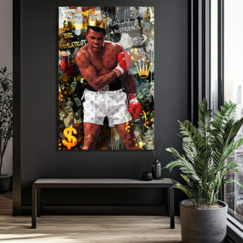 Muhammed Ali Kral Temalı Lüks Cam Tablo - Float Like a Butterfly - Glazella Muhammed Ali Kral Temalı Lüks Cam Tablo - Float Like a Butterfly - Glazella