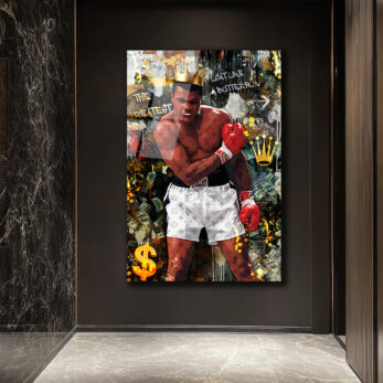 Muhammed Ali Kral Temalı Lüks Cam Tablo - Float Like a Butterfly - Glazella Muhammed Ali Kral Temalı Lüks Cam Tablo - Float Like a Butterfly - Glazella
