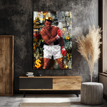Muhammed Ali Kral Temalı Lüks Cam Tablo - Float Like a Butterfly - Glazella Muhammed Ali Kral Temalı Lüks Cam Tablo - Float Like a Butterfly - Glazella