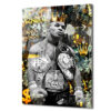 Demir Mike Tyson Kral Tacı ve Para Temalı Sanat Cam Tablo Duvar Dekoru Demir Mike Tyson Kral Tacı ve Para Temalı Sanat Cam Tablo