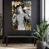 Efsane Bruce Lee Kral Taçlı Modern Cam Tablo