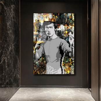 Efsane Bruce Lee Kral Taçlı Modern Cam Tablo - Glazella Efsane Bruce Lee Kral Taçlı Modern Cam Tablo - Glazella