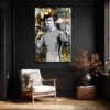 Efsane Bruce Lee Kral Taçlı Modern Cam Tablo