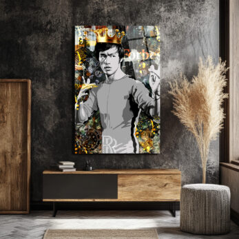 Efsane Bruce Lee Kral Taçlı Modern Cam Tablo - Glazella Efsane Bruce Lee Kral Taçlı Modern Cam Tablo - Glazella