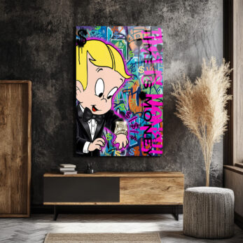 Lüks  Pop Art Cam Tablo - Time Is Money - Glazella