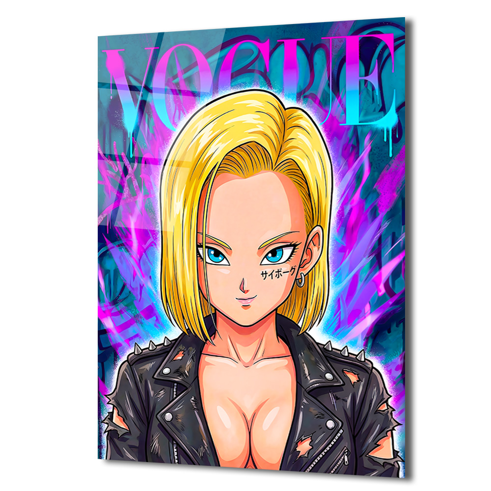 Android 18 Graffiti Cam Tablo: Asi Ruhun Modern Sanatla Buluşması Duvar Dekoru Android 18 Graffiti Cam Tablo: Asi Ruhun Modern Sanatla Buluşması
