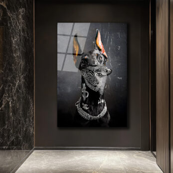 Gangster Doberman Köpek Cam Tablo - Sokak Sanatı ve Asalet Buluşması - Glazella Gangster Doberman Köpek Cam Tablo - Sokak Sanatı ve Asalet Buluşması - Glazella