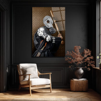 Urban Rebel Gaz Maskeli Figür Cam Tablo - Glazella Urban Rebel Gaz Maskeli Figür Cam Tablo - Glazella