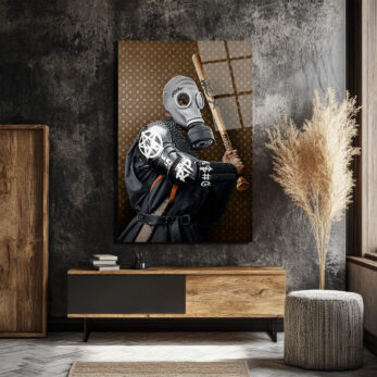 Urban Rebel Gaz Maskeli Figür Cam Tablo - Glazella Urban Rebel Gaz Maskeli Figür Cam Tablo - Glazella