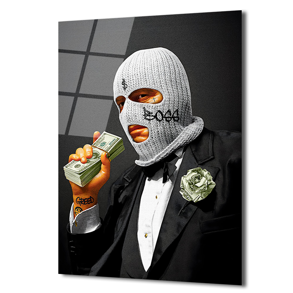 Boss ve Dolar Detaylı Cam Tablo | Modern Sanat Duvar Dekoru Duvar Dekoru Boss ve Dolar Detaylı Cam Tablo | Modern Sanat Duvar Dekoru