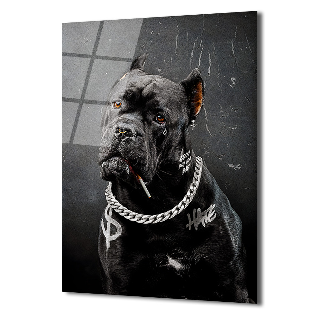 Asi Ruhlu Cane Corso Cam Tablo: Urban Sanatın Yeni İkonu Duvar Dekoru Asi Ruhlu Cane Corso Cam Tablo: Urban Sanatın Yeni İkonu